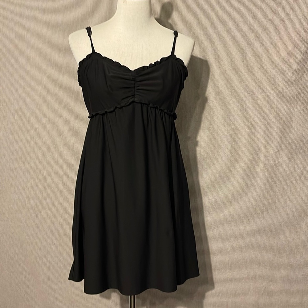Lily Rose Black Mini Dress with Spaghetti Straps and Ruffle Details Size L
